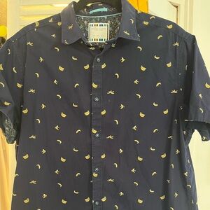 Banana print button down